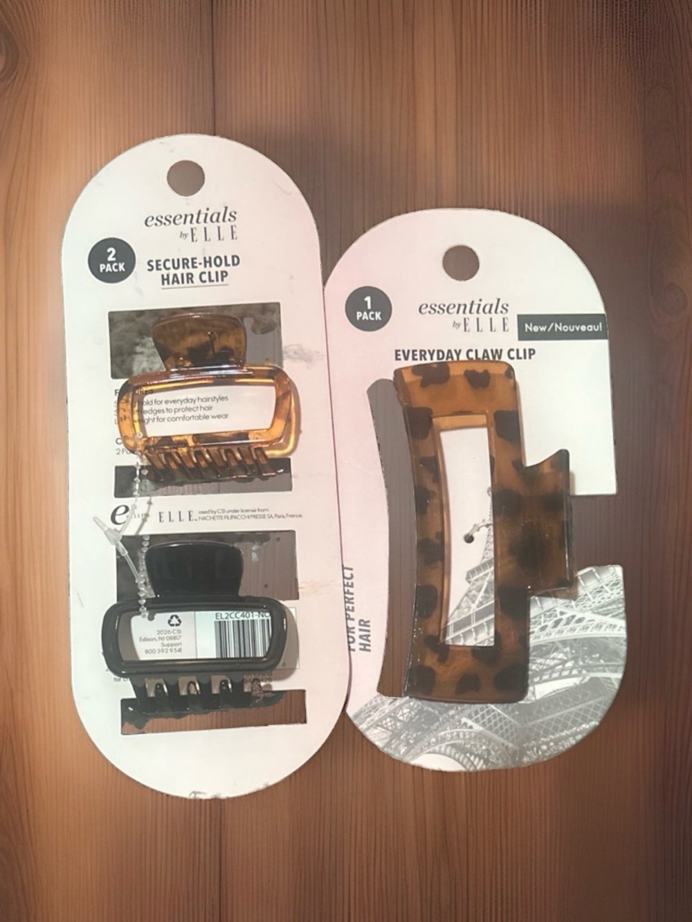 ELLE Essentials Secure Hold Hair Clips & Everyday Claw Clip - Tortoise Set of 2